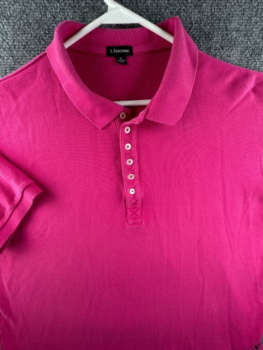 J. Peterman Company Polo Shirt Men Short Sleeve Cotton Pink XL Pullover Knit